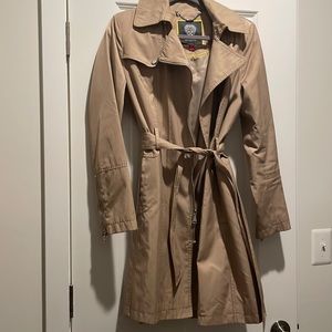 Belted trench with hood